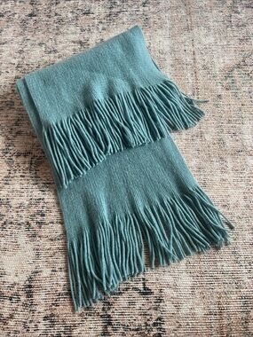 GAP Teal Knit Fringe Scarf